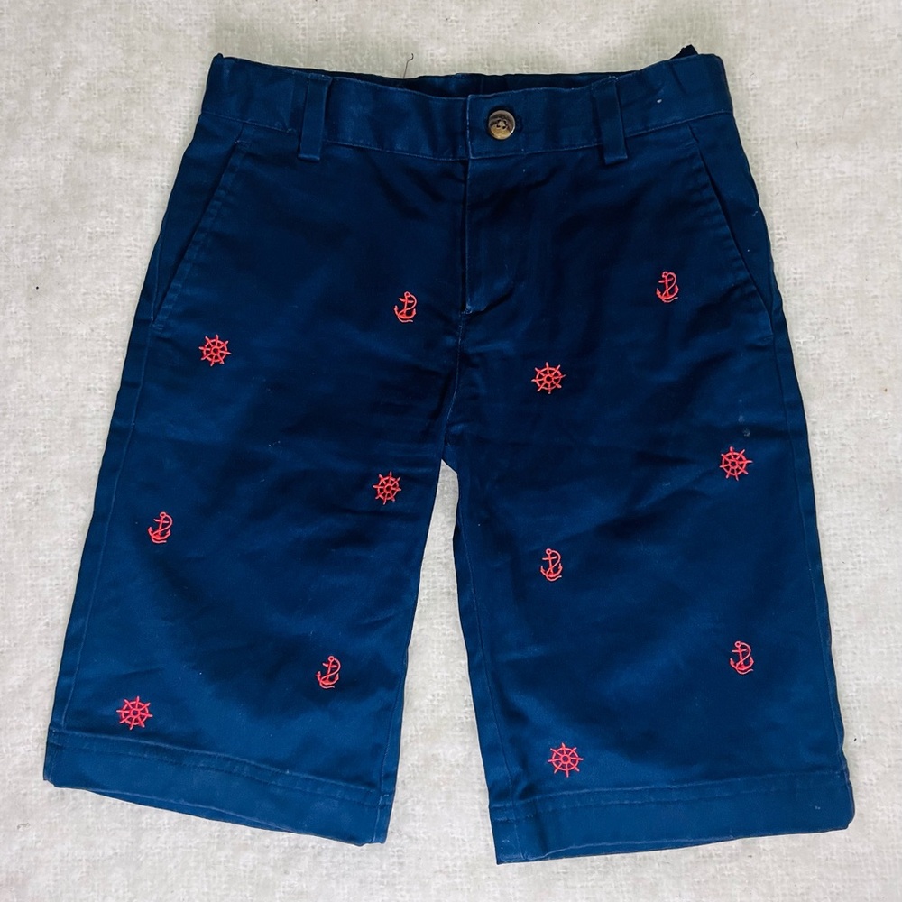 BROOKS BROTHERS navy shorts nautical theme with anchor and wheel in red Size 6